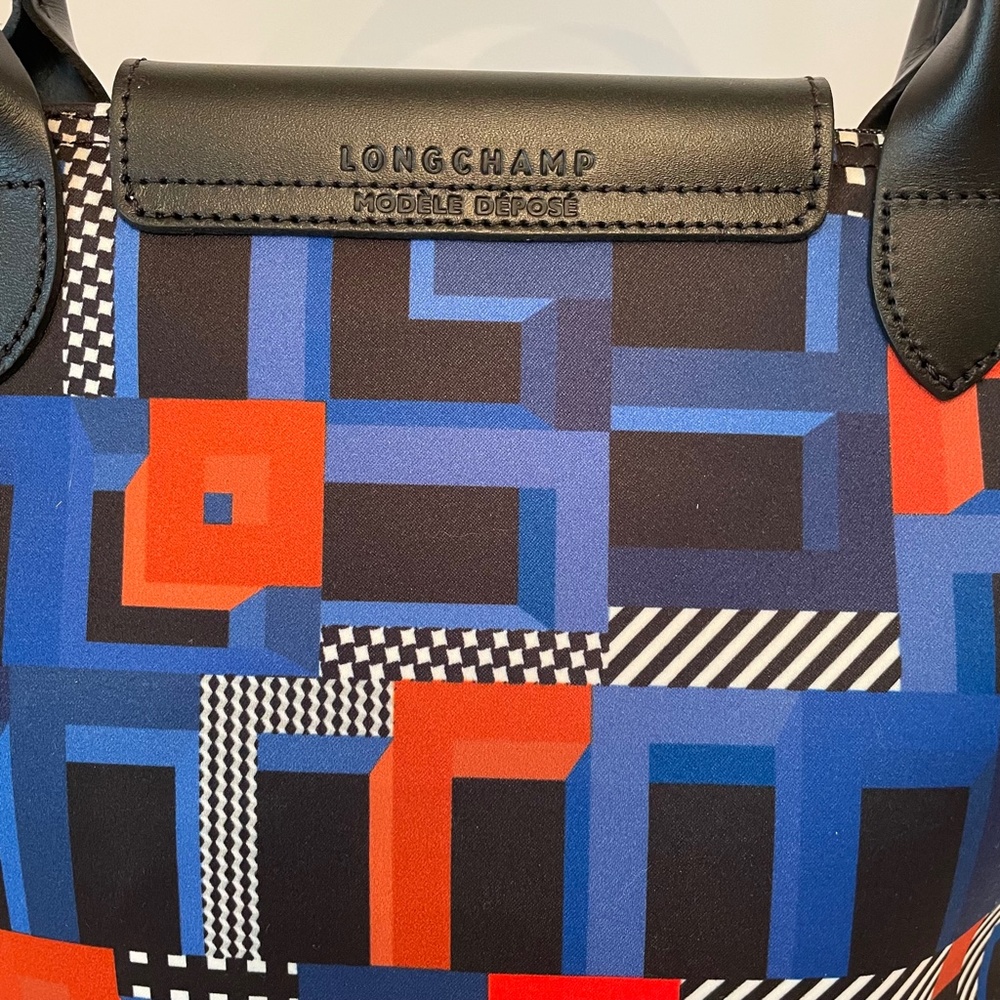 Longchamp Le Pliage Memphis ArtWalk Medium Tote Cobalt Blue - Picture 10 of 13